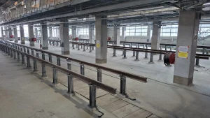 Un des bâtiments du garage atelier dédier à la maintenance des rames de la ligne C du métro de Toulouse.