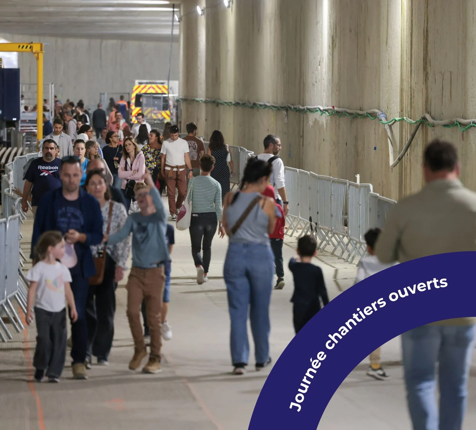 public dans le tunnel du chantiers Montaudran de la ligne C de Toulouse